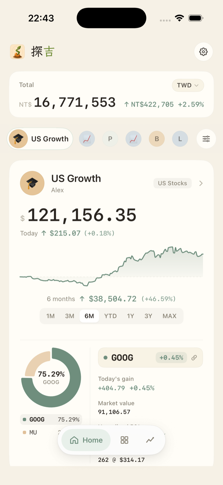 Sennaby app — asset curve screen